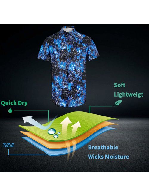 Men Stardust Universe Starry Sky 3D Print Casual Button Down Shirt Graphic Short Sleeve Hawaiian Shirts