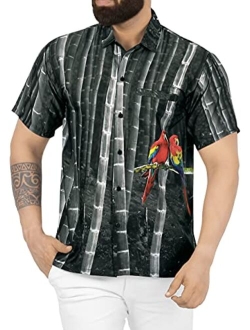 LA LEELA Men's Hawaiian Shirt Beach Button Down Short-Sleeve Front Pocket Shirt