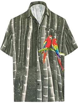 LA LEELA Men's Hawaiian Shirt Beach Button Down Short-Sleeve Front Pocket Shirt