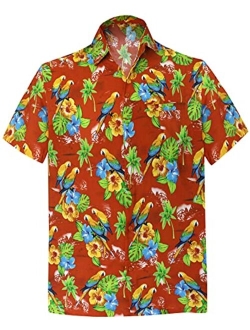 LA LEELA Men's Hawaiian Shirt Beach Button Down Short-Sleeve Front Pocket Shirt