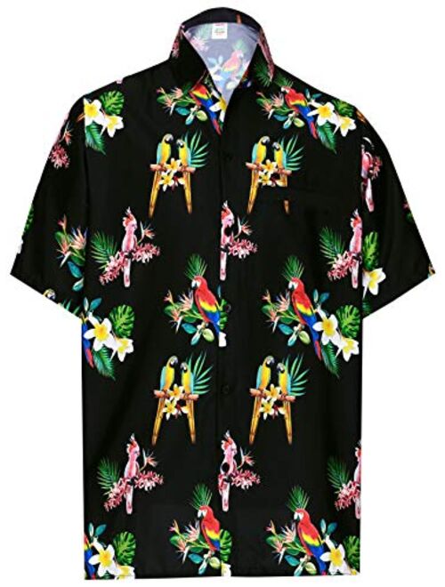 LA LEELA Men's Hawaiian Shirt Beach Button Down Short-Sleeve Front Pocket Shirt