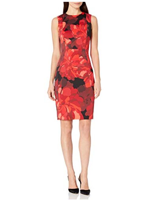 Calvin Klein Women's Scuba Sleeveless Princess Seamed Sheath Dress