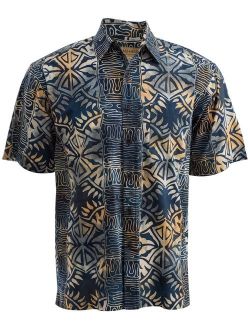 Johari West Geometric Evening Tropical Hawaiian Batik Cotton Shirt