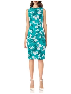 Women's Sleeveless Printed Princess Seamed Sheath Dress