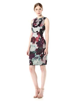 Women's Sleeveless Printed Princess Seamed Sheath Dress