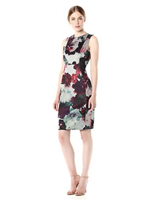 Calvin Klein Women's Sleeveless Printed Princess Seamed Sheath Dress