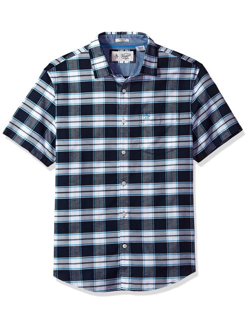 Original Penguin Men's Short Sleeve Plaid Button Down Shirt