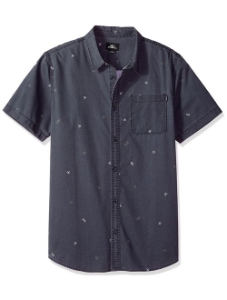 Men's Casual Modern Fit Short Sleeve Woven Button Down Shirt