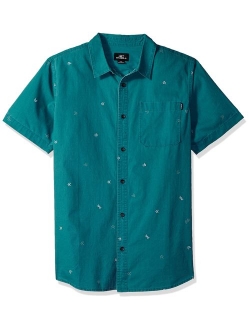 Men's Casual Modern Fit Short Sleeve Woven Button Down Shirt