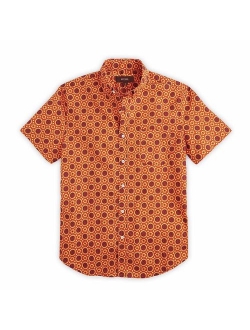 NUTEXROL Men's Premium Polka Dot Print Casual Shirt Short Sleeve Cotton Shirts