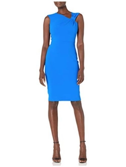 Women's Sleeveless Sheath with Asymmetrical Knot Neckline