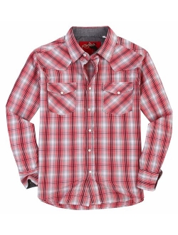 Mens Casual Button Down Shirts Regular Fit Plaid Western Shirt