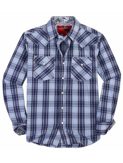 Mens Casual Button Down Shirts Regular Fit Plaid Western Shirt