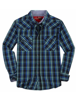 Mens Casual Button Down Shirts Regular Fit Plaid Western Shirt