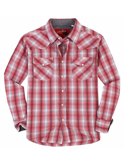 Mens Casual Button Down Shirts Regular Fit Plaid Western Shirt