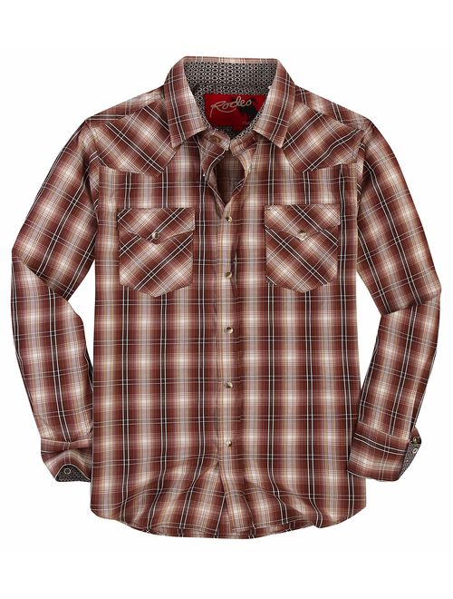 Mens Casual Button Down Shirts Regular Fit Plaid Western Shirt