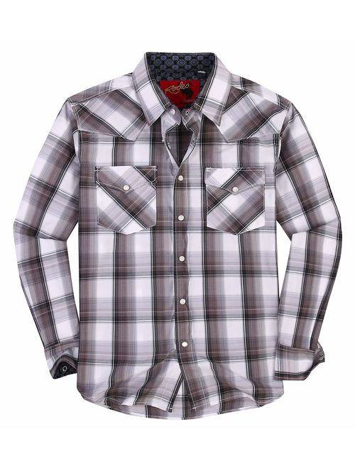 Mens Casual Button Down Shirts Regular Fit Plaid Western Shirt