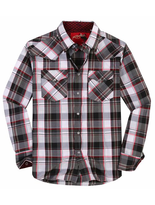 Mens Casual Button Down Shirts Regular Fit Plaid Western Shirt