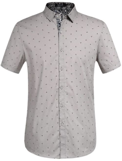 SSLR Men's Printed Regular-Fit 100% Cotton Short Sleeve Casual Shirts