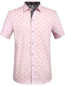 SSLR Men's Printed Regular-Fit 100% Cotton Short Sleeve Casual Shirts