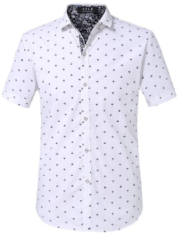 SSLR Men's Printed Regular-Fit 100% Cotton Short Sleeve Casual Shirts