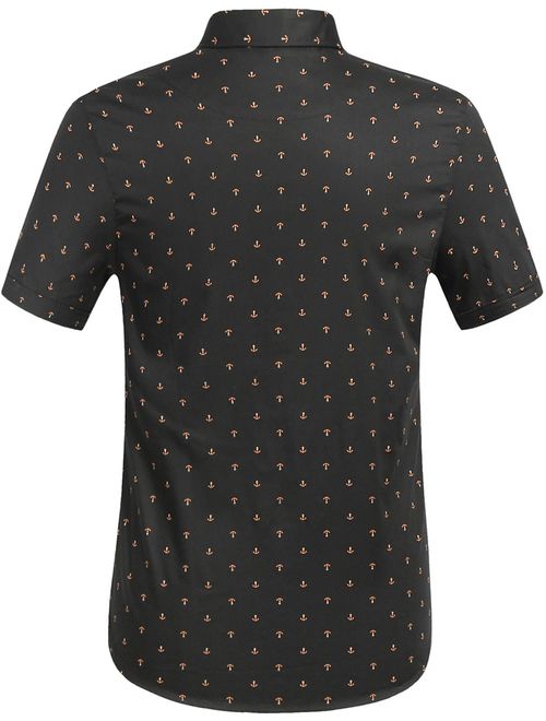 SSLR Men's Printed Regular-Fit 100% Cotton Short Sleeve Casual Shirts