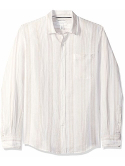 Men's Slim-Fit Long-Sleeve Linen Cotton Shirt