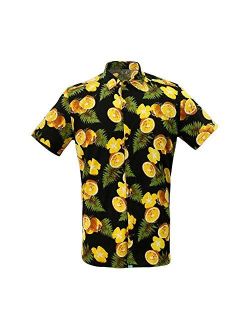 MCULIVOD Men's Printing Short Sleeve Casual Button Down Shirt,Hawaiian Tropical Fruit Pineapple Shirts