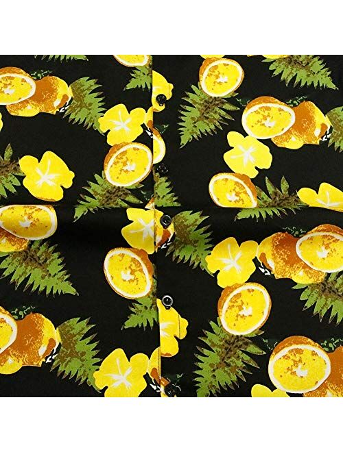 MCULIVOD Men's Printing Short Sleeve Casual Button Down Shirt,Hawaiian Tropical Fruit Pineapple Shirts