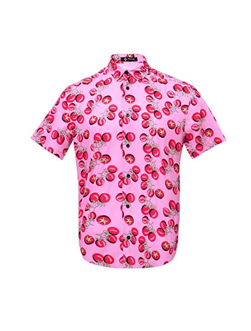 MCULIVOD Men's Printing Short Sleeve Casual Button Down Shirt,Hawaiian Tropical Fruit Pineapple Shirts