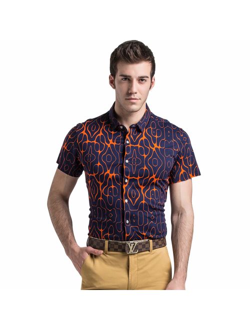 Men's Short Sleeve Oxford Button Down Casual Shirts Comfortable and Breathable Men Dress Shirts