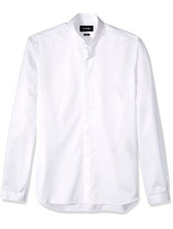 The Kooples Men's Plain Cotton Dress Shirt with a Stand-up Collar