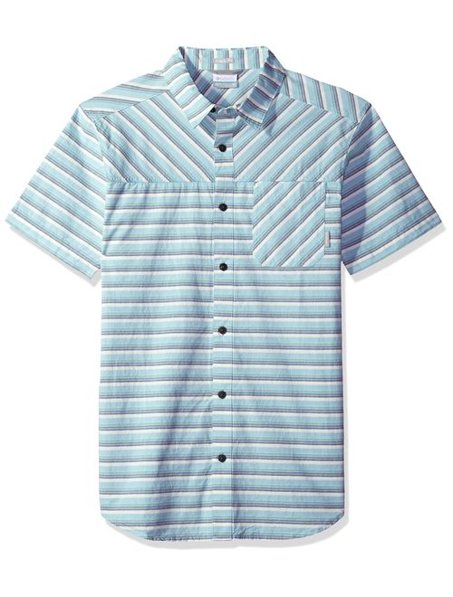 Columbia Men's Thompson Hill Yarn Dye Short Sleeve Shirt, Poseidon Stripe, Large