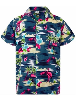 Hawaiian Shirt for Men Funky Casual Button Down Very Loud Short Sleeve Unisex Flamingos