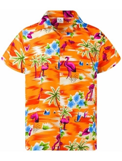 Hawaiian Shirt for Men Funky Casual Button Down Very Loud Short Sleeve Unisex Flamingos