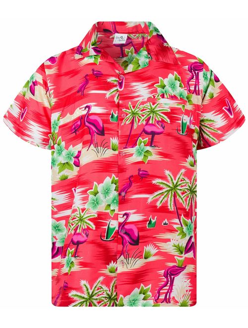 Hawaiian Shirt for Men Funky Casual Button Down Very Loud Short Sleeve Unisex Flamingos