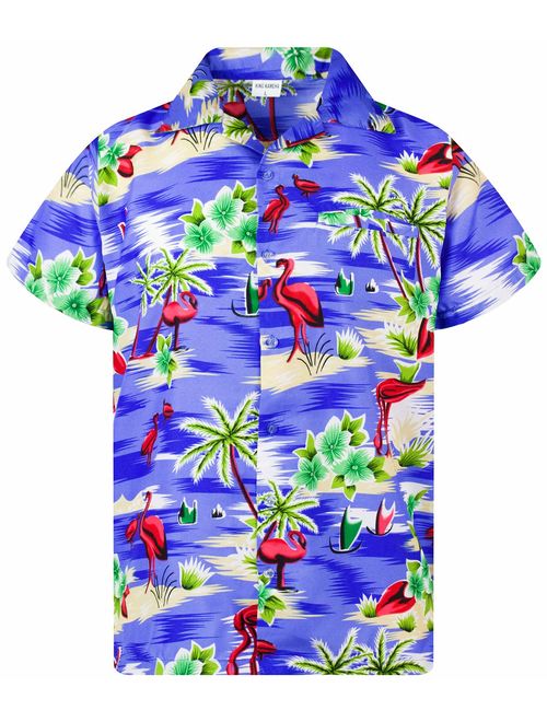 Hawaiian Shirt for Men Funky Casual Button Down Very Loud Short Sleeve Unisex Flamingos