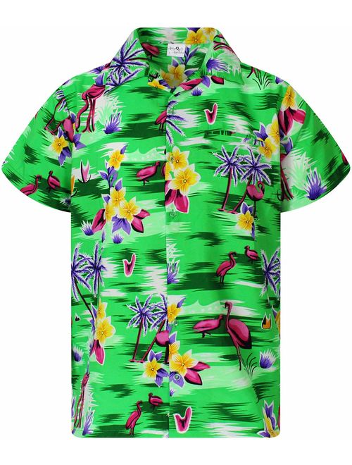 Hawaiian Shirt for Men Funky Casual Button Down Very Loud Short Sleeve Unisex Flamingos