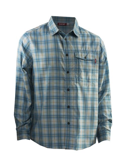 Deep Ocean Deep Apparel Button Down Long Sleeve Plaid Shirt, Royal, M