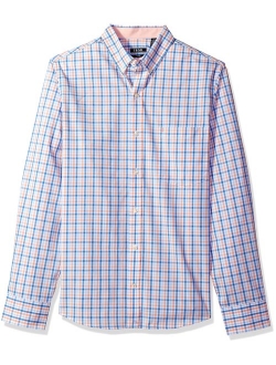 Men's Button Down Long Sleeve Stretch Performance Tattersal Shirt