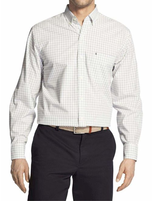 IZOD Men's Button Down Long Sleeve Stretch Performance Tattersal Shirt