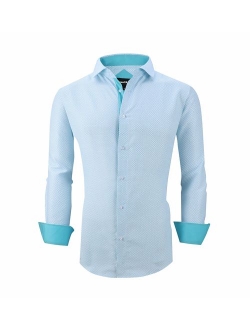 Casual King Mens Printed Dress Shirts Wrinkle Free Regular-Fit Long-Sleeve Fashion Button Down Shirt