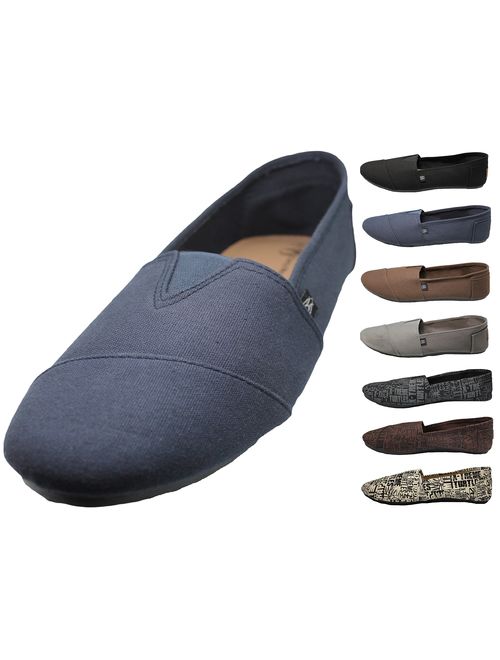 Mens Canvas Slip on Shoes Sneakers. Available in Navy, Gray, Black, and Brown