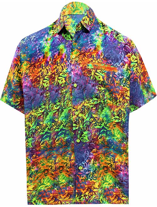 LA LEELA Men's Club Camp Hawaiian Shirt Button Down Work Casual Shirt 3D Printed