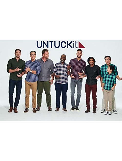 UNTUCKit Dante Untucked Shirt for Men - Short Sleeve - Blue & Grey Check