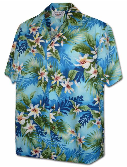 Pacific Legend Tropical Tiare Flower Men's Hawaiian Shirts