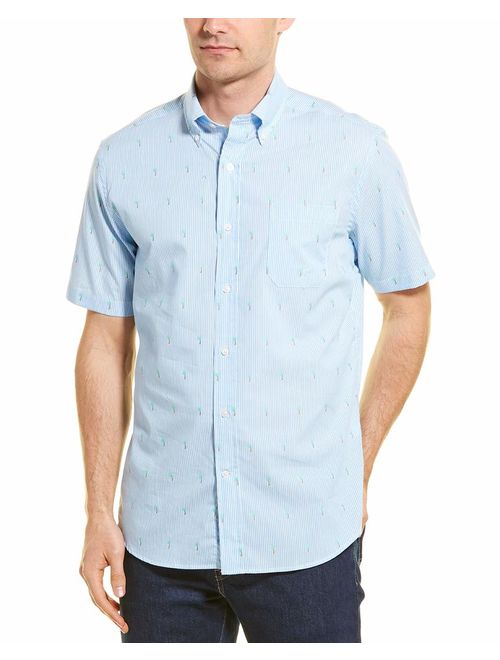 Southern Tide Mens Trim Fit Woven Shirt, XL, Blue