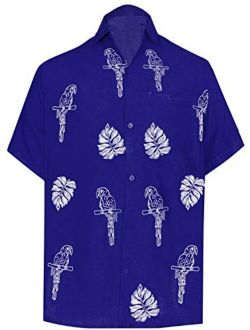 LA LEELA Men's Relaxed Beach Hawaiian Shirt for Boys Short Sleeves Embroidered