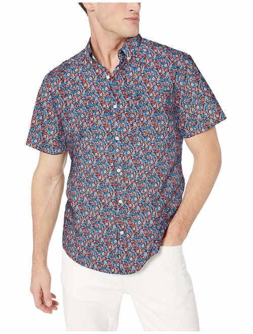 Original Penguin Men's Short Sleeve Printed Button Down Shirt