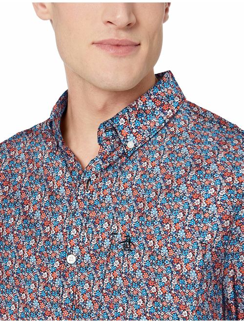 Original Penguin Men's Short Sleeve Printed Button Down Shirt